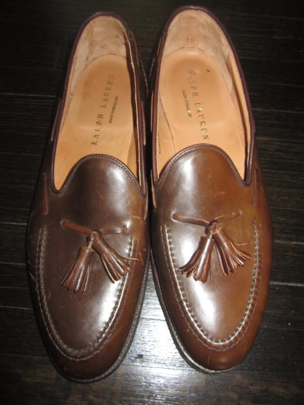 RALPH LAUREN Crockett & Jones Marlow Shell Cordovan Tassel Loafer Shoes 10 1/2 D - Picture 2 of 12
